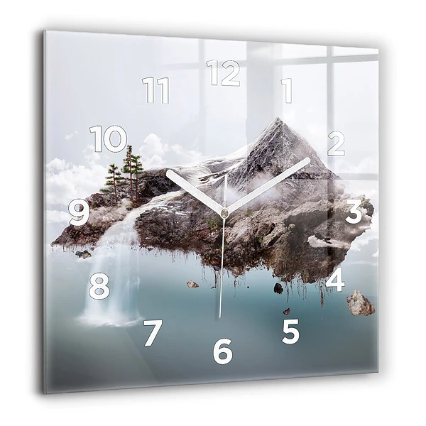 Wanduhr quadratisch mit motiv Fliegende Insel Wasserfall