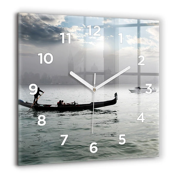 Wanduhr quadratisch Venedig Gondel