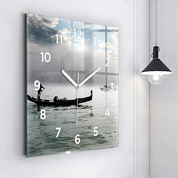 Wanduhr quadratisch Venedig Gondel