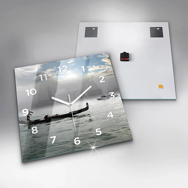 Wanduhr quadratisch Venedig Gondel