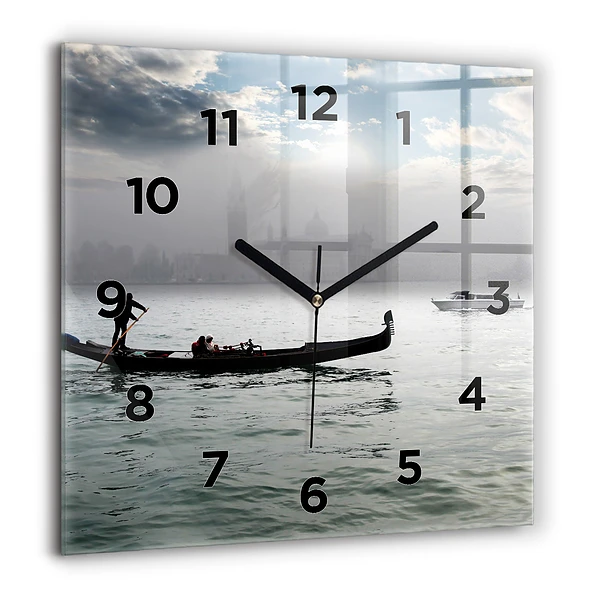 Wanduhr quadratisch Venedig Gondel
