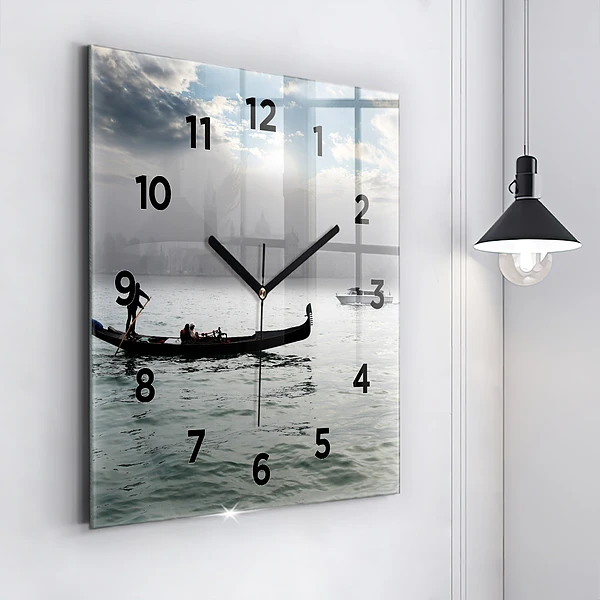 Wanduhr quadratisch Venedig Gondel