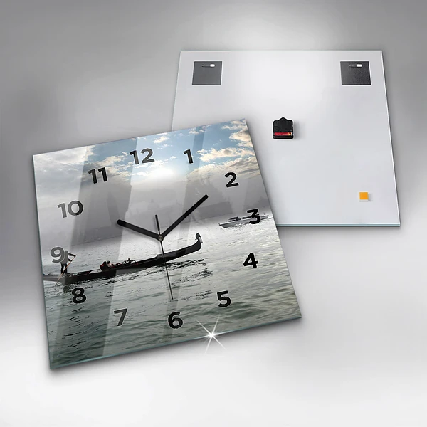 Wanduhr quadratisch Venedig Gondel