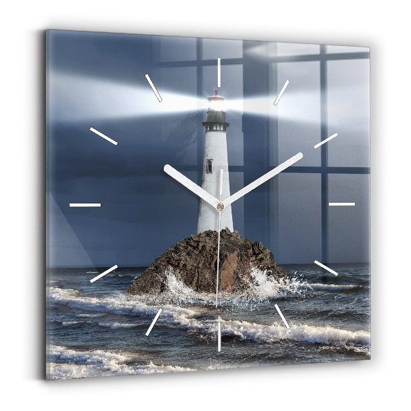 Wanduhr modern quadratisch Leuchtturm