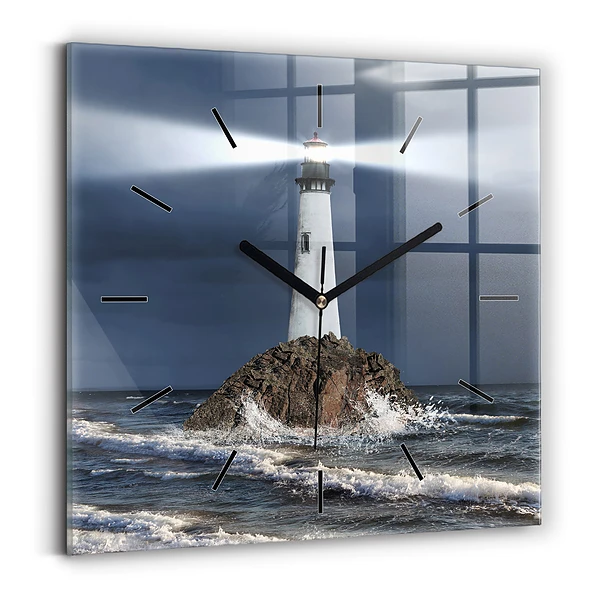 Wanduhr modern quadratisch Leuchtturm