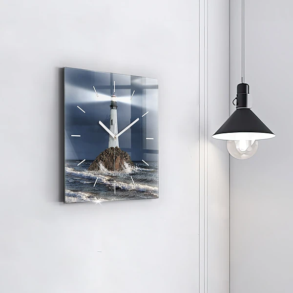Wanduhr modern quadratisch Leuchtturm