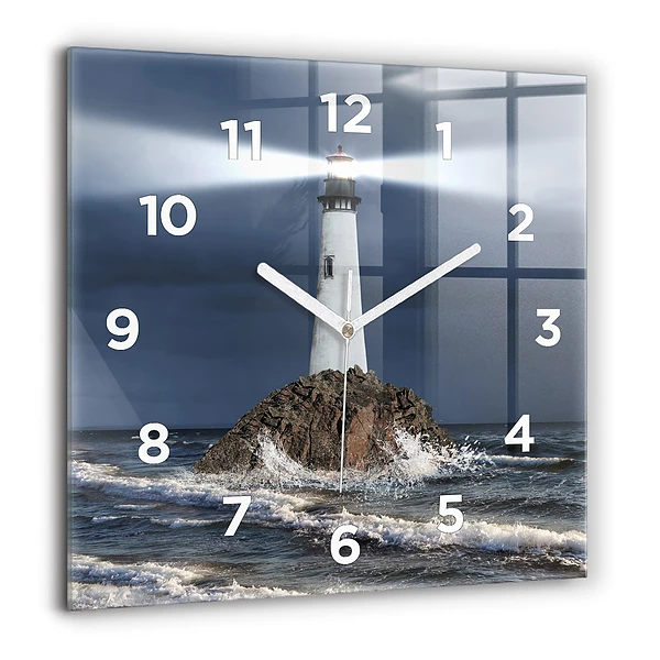 Wanduhr modern quadratisch Leuchtturm