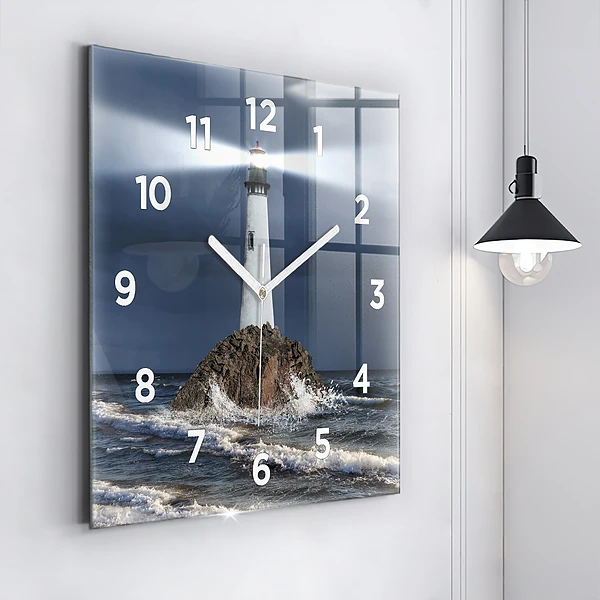 Wanduhr modern quadratisch Leuchtturm