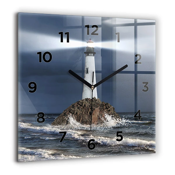 Wanduhr modern quadratisch Leuchtturm