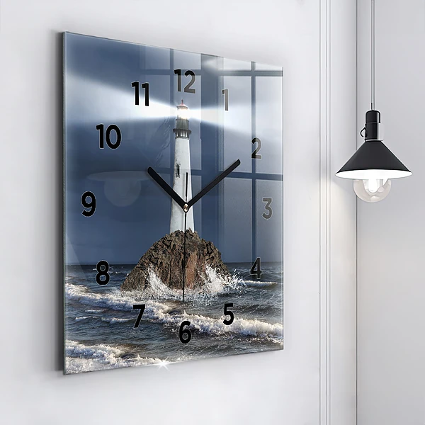 Wanduhr modern quadratisch Leuchtturm
