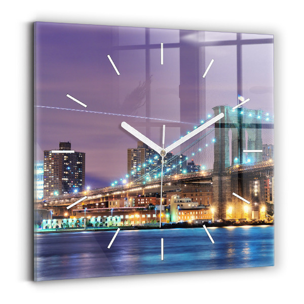Wanduhr modern quadratisch Brooklyn Bridge und East River