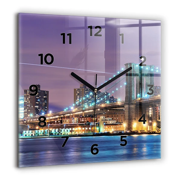 Wanduhr modern quadratisch Brooklyn Bridge und East River