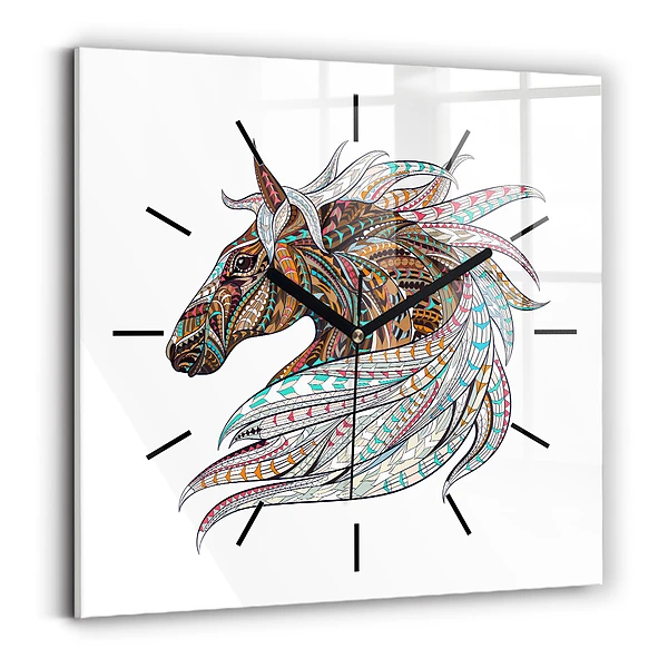 Wanduhr quadratisch mit motiv Illustration eines Pferdes