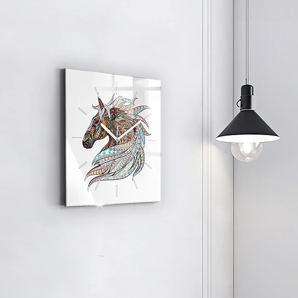 Wanduhr quadratisch mit motiv Illustration eines Pferdes
