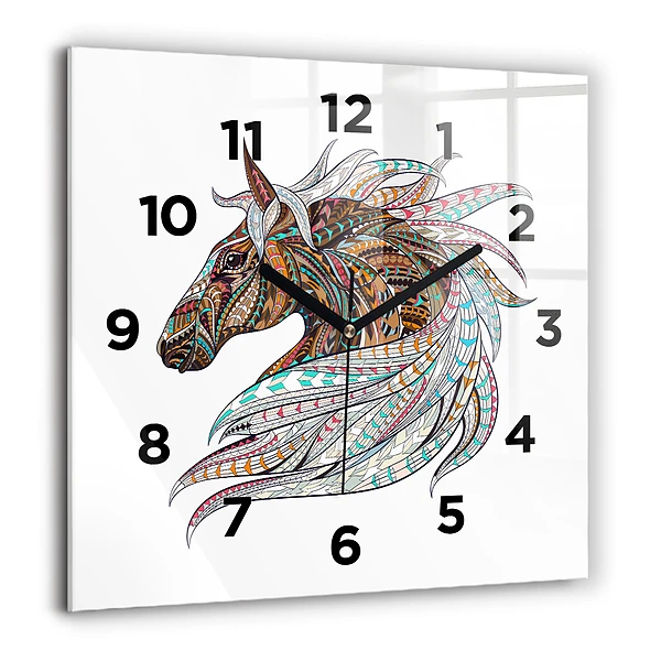 Wanduhr quadratisch mit motiv Illustration eines Pferdes