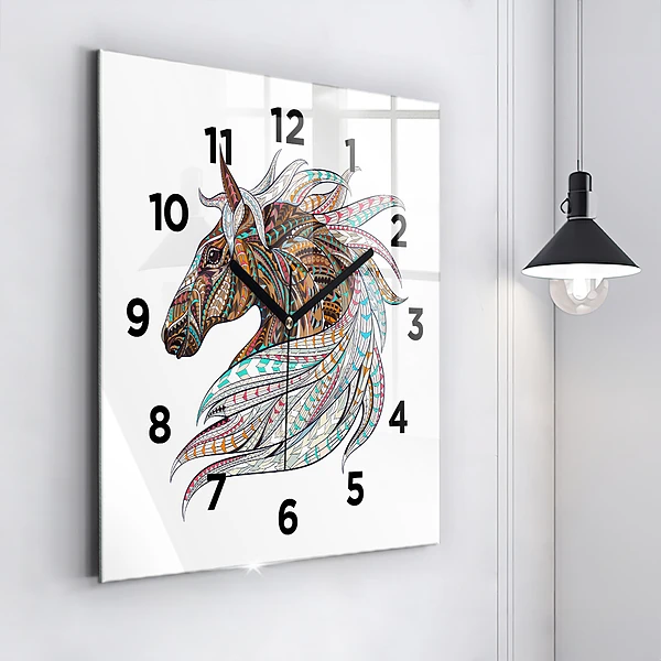 Wanduhr quadratisch mit motiv Illustration eines Pferdes