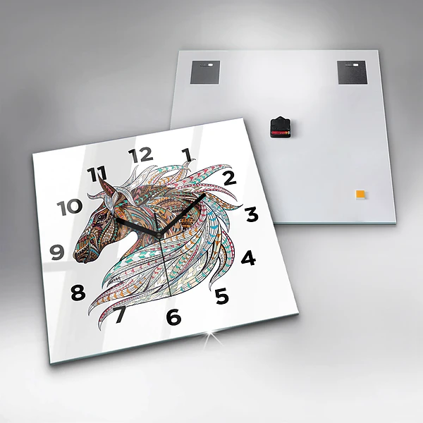 Wanduhr quadratisch mit motiv Illustration eines Pferdes