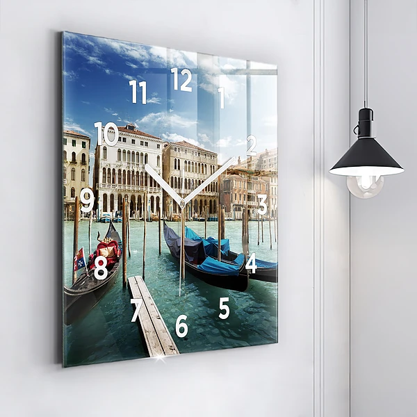 Wanduhr quadratisch Gondeln Venedig Italien