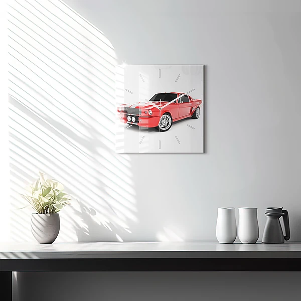 Wanduhr quadratisch Sportwagen