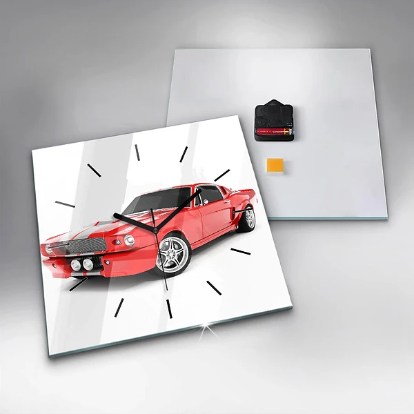 Wanduhr quadratisch Sportwagen