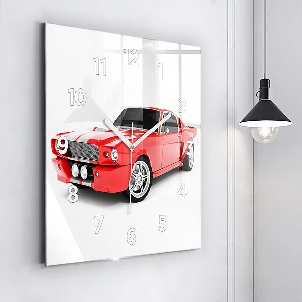Wanduhr quadratisch Sportwagen