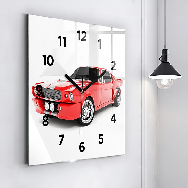 Wanduhr quadratisch Sportwagen