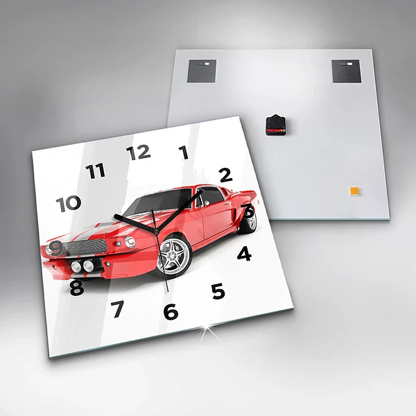 Wanduhr quadratisch Sportwagen