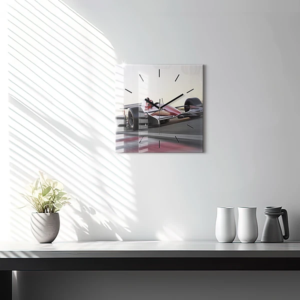 Wanduhr quadratisch mit motiv Sportlicher Rennwagen