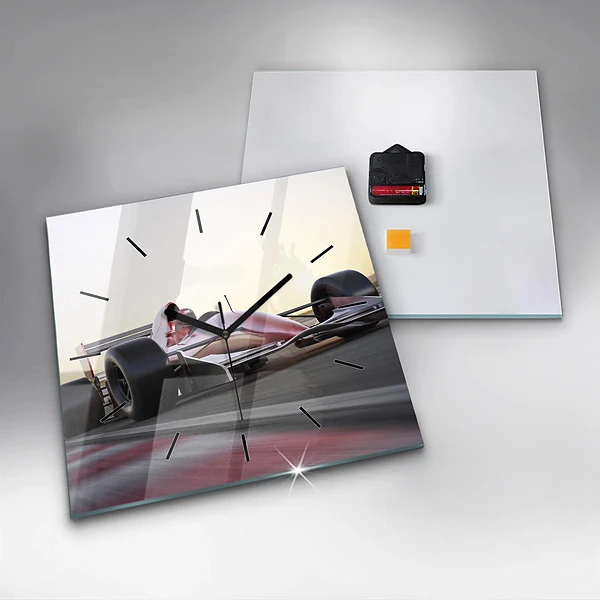 Wanduhr quadratisch mit motiv Sportlicher Rennwagen
