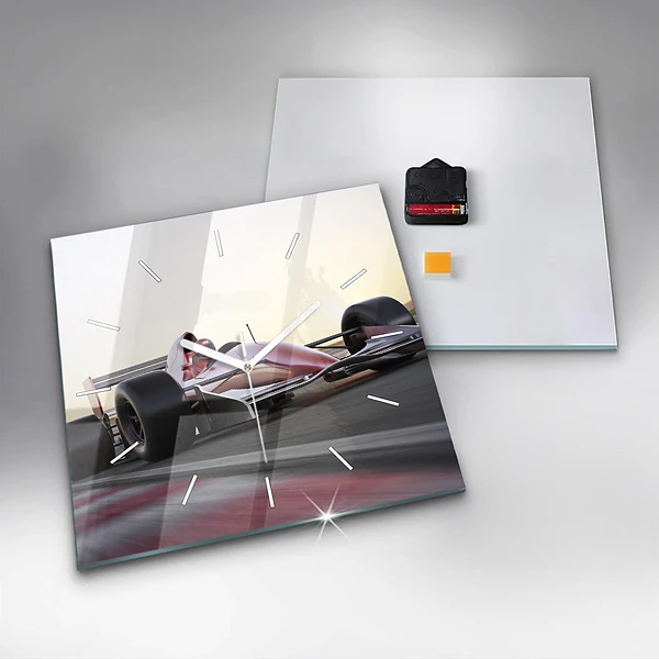 Wanduhr quadratisch mit motiv Sportlicher Rennwagen