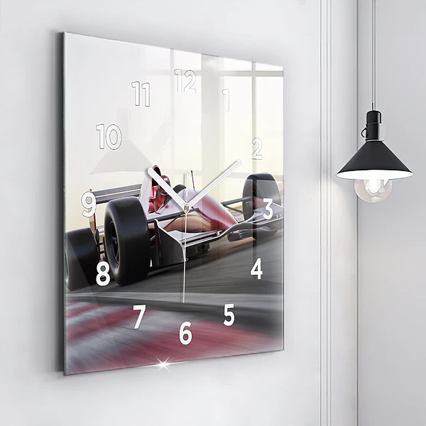 Wanduhr quadratisch mit motiv Sportlicher Rennwagen