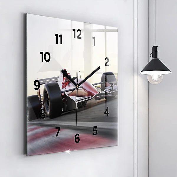Wanduhr quadratisch mit motiv Sportlicher Rennwagen