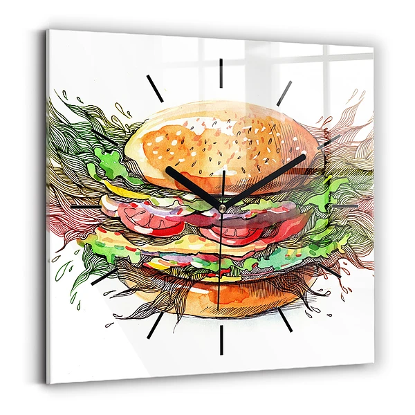 Wanduhr quadratisch XXL-Käse-Burger