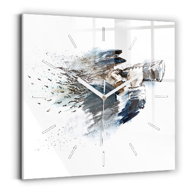 Wanduhr quadratisch mit motiv Schiffskapitän mit Fernglas