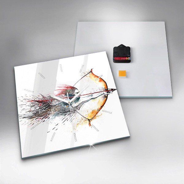 Wanduhr modern quadratisch Ein Krieger bei der Jagd