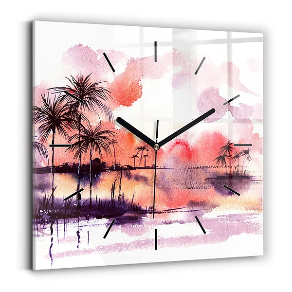 Wanduhr quadratisch Tropische Landschaft