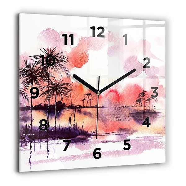 Wanduhr quadratisch Tropische Landschaft