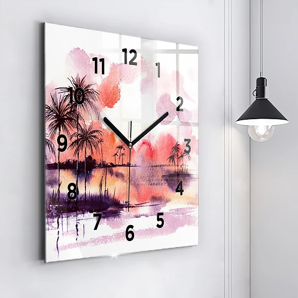Wanduhr quadratisch Tropische Landschaft