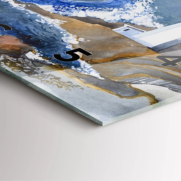 Wanduhr quadratisch mit motiv Meer und Leuchtturm