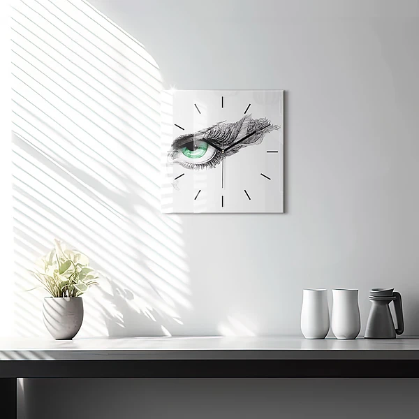 Wanduhr quadratisch Abstraktes Auge eines Mannes