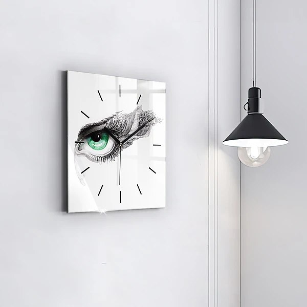 Wanduhr quadratisch Abstraktes Auge eines Mannes