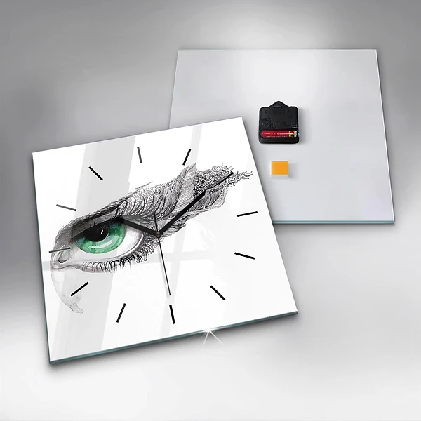 Wanduhr quadratisch Abstraktes Auge eines Mannes