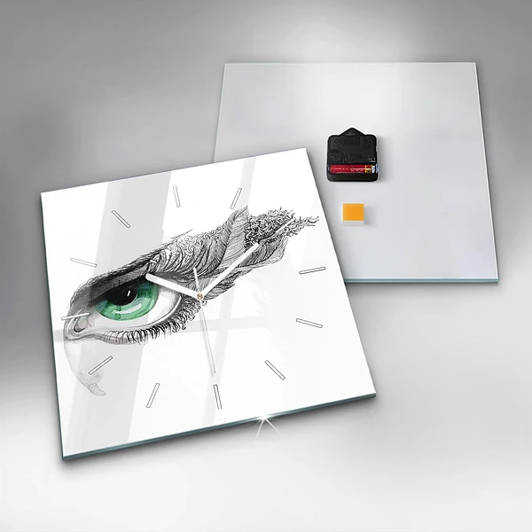 Wanduhr quadratisch Abstraktes Auge eines Mannes