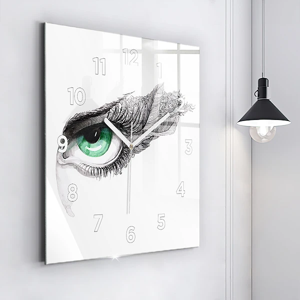 Wanduhr quadratisch Abstraktes Auge eines Mannes