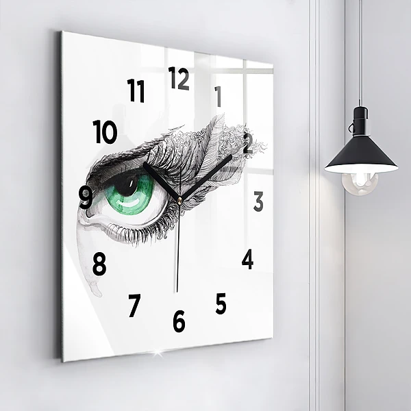 Wanduhr quadratisch Abstraktes Auge eines Mannes