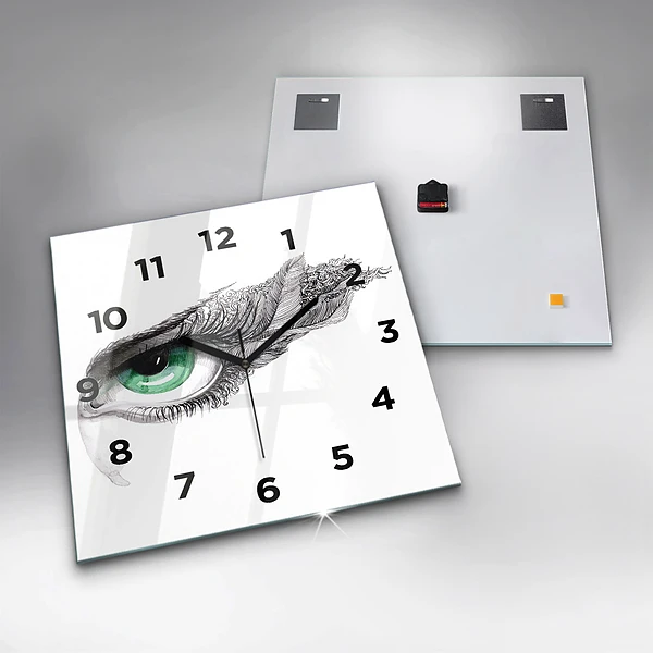 Wanduhr quadratisch Abstraktes Auge eines Mannes