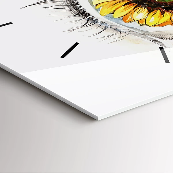 Wanduhr quadratisch mit motiv Sonnenblume im Auge