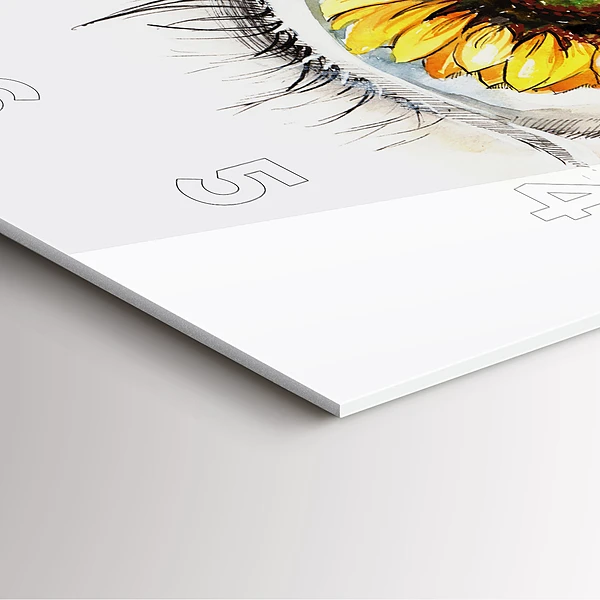 Wanduhr quadratisch mit motiv Sonnenblume im Auge