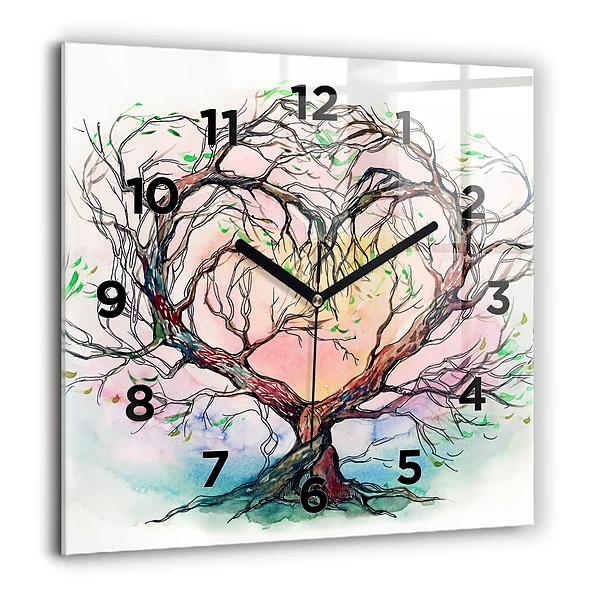 Wanduhr quadratisch Baumherz Natur