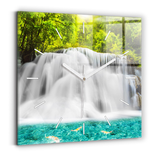 Wanduhr modern quadratisch Wasserfall in Thailand